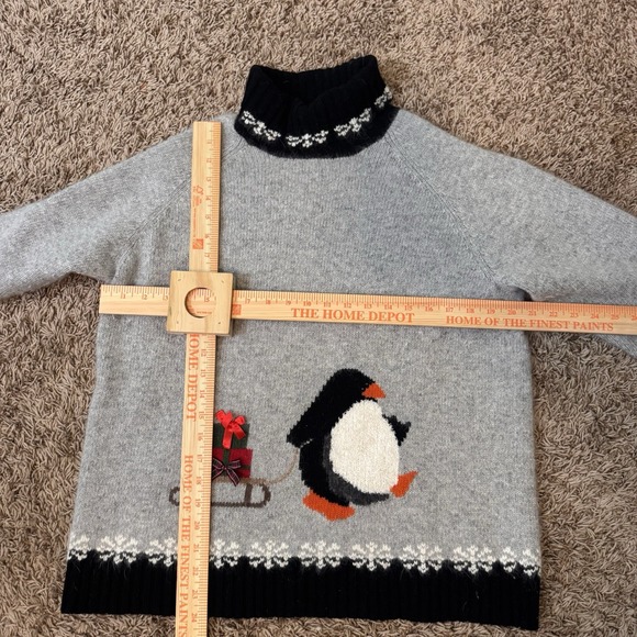 Talbots Angora Lambs Wool Christmas Penguin Sweater Women's Size XL - Picture 5 of 6